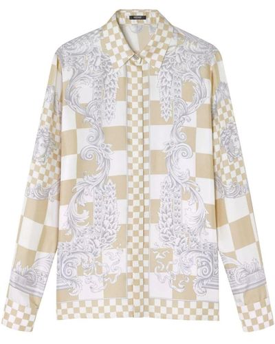 Versace Checkerboard Print Shirt - White