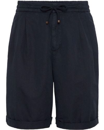Brunello Cucinelli Drawstring-waistband Knee-length Bermuda Shorts - Blue