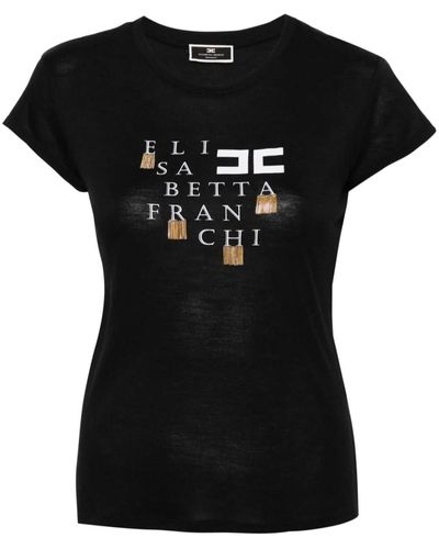 Elisabetta Franchi Short Sleeves Logo T-Shirt - Black