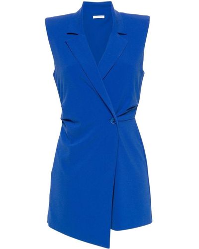 Patrizia Pepe Notch-lapels Crepe Playsuit - Blue