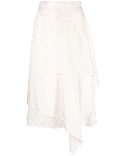 Fendi `Ff` Midi Skirt - White