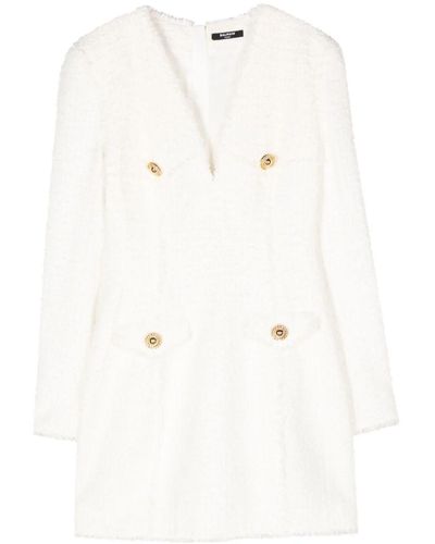 Balmain Tweed Mini Dress - White