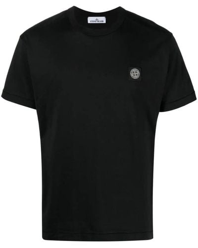Stone Island Tone Island Logo Cotton T-shirt - Black