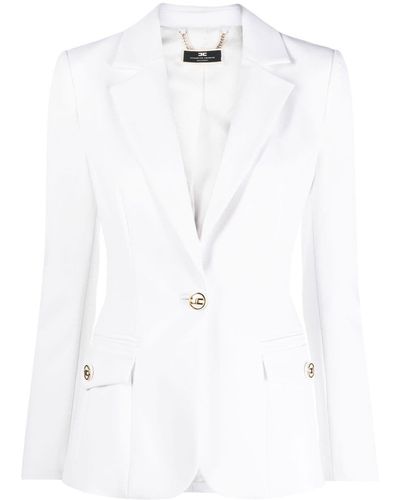 Elisabetta Franchi Single-breasted Blazer Jacket - White