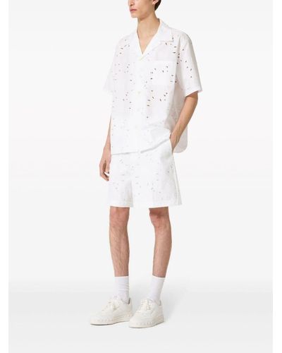Valentino Garavani Embroidered Short Sleeve Shirt - Bianco