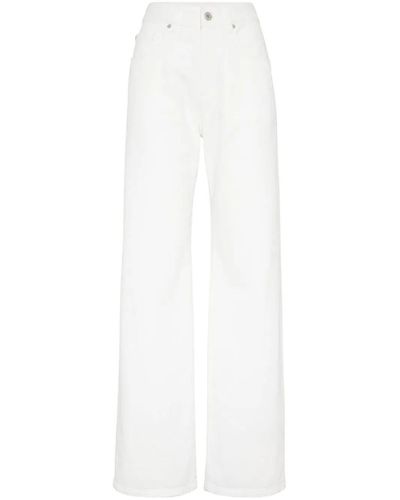 Brunello Cucinelli Dyed Loose Five-Pocket Jeans With Shiny Tab - White