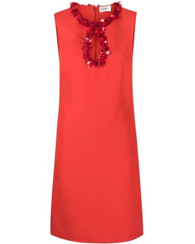P.A.R.O.S.H. Sleeveless Mini Dress With Paillettes - Red