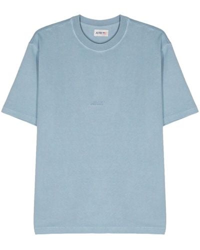 Autry Logo-debossed Cotton T-shirt - Blue