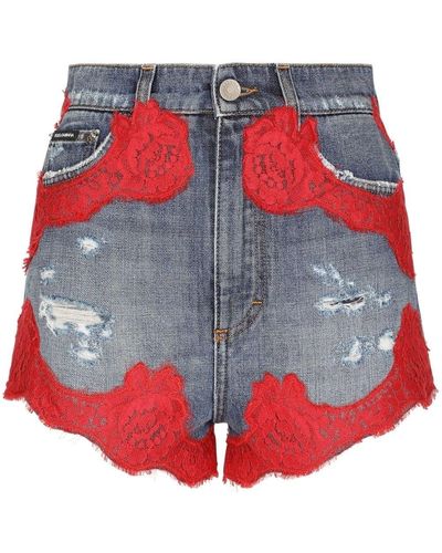 Red Jean and denim shorts for Women | Lyst