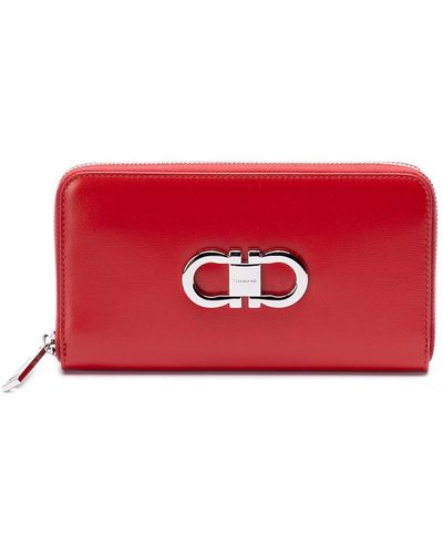 Ferragamo `Double Gancio` Continental Wallet - Red