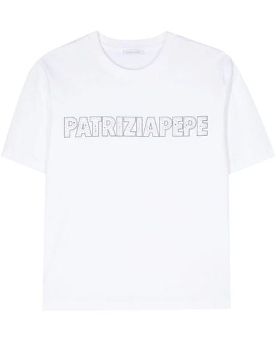 Patrizia Pepe Strass Logo T-Shirt - White