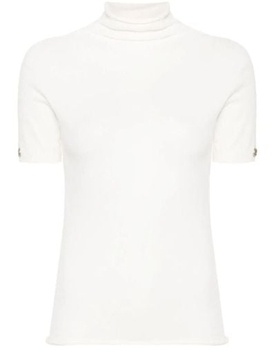 Twin Set `Oval T` Mock-Neck Sweater - White