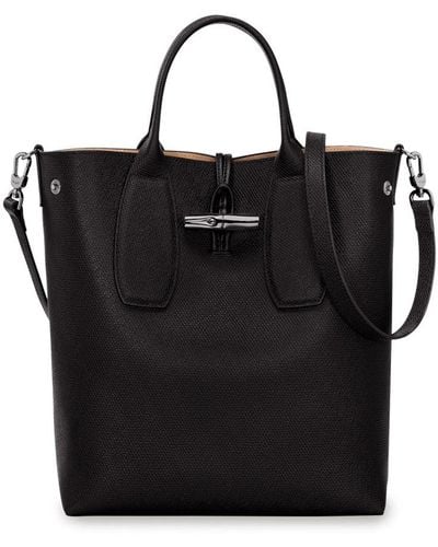 Longchamp `Roseau` Medium Handbag - Black