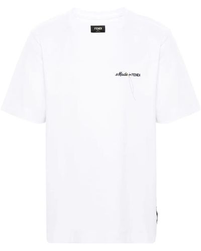 Fendi Logo-Embroidered T-Shirt - White