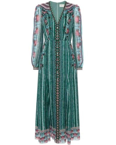 Saloni `Annabel-B` Long Dress - Green