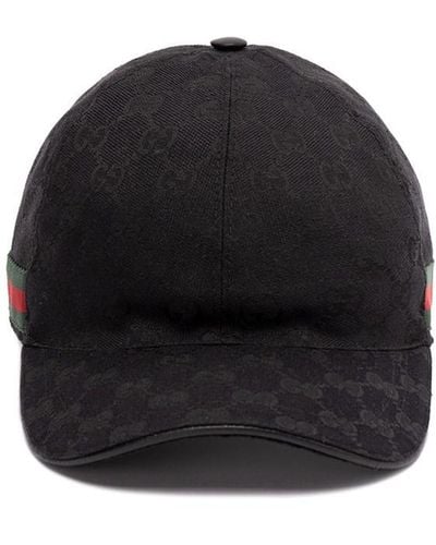 Gucci Monogram-pattern Striped-trim Woven Cap - Black