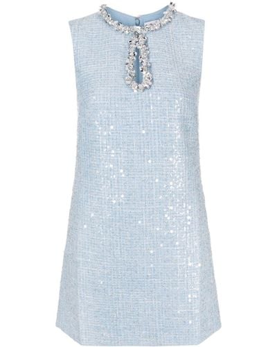 Self-Portrait Sequin-embellished Slim-fit Woven Mini Dress - Blue