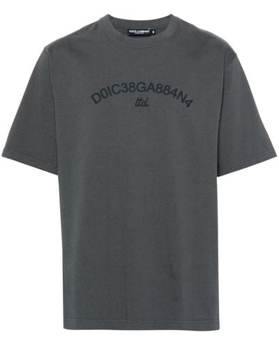 Dolce & Gabbana Short-Sleeved T-Shirt With Logo Print - Grey