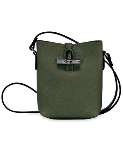Longchamp `Roseau Essential` Extra Small Crossbody Bag - Green