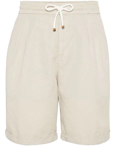 Brunello Cucinelli Drawstring-waistband Knee-length Bermuda Shorts - Natural