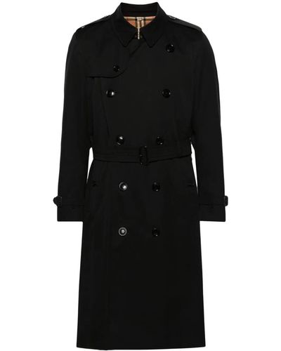 Burberry Heritage Kensington Belted Trench Coat - Black