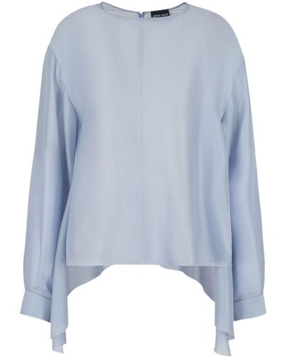 Giorgio Armani Knot-Detail Silk Blouse - Blue