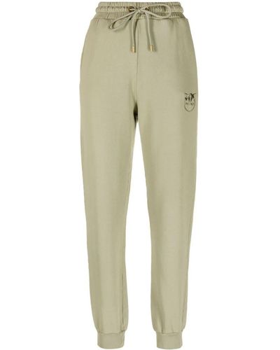 Pinko Love Birds Embroidered Cotton Track Trousers - Natural