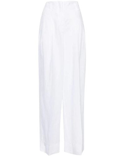 Peserico High-waist Wide-leg Linen Pants - White