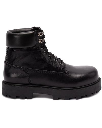 Givenchy `show` Leather Lace-up Boots - Black