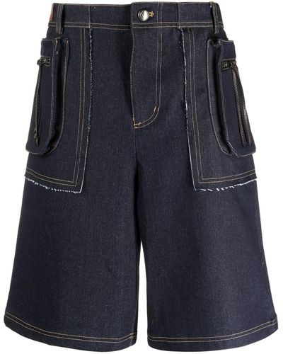 ANDERSSON BELL Raw Edge Cargo Denim Shorts - Blue