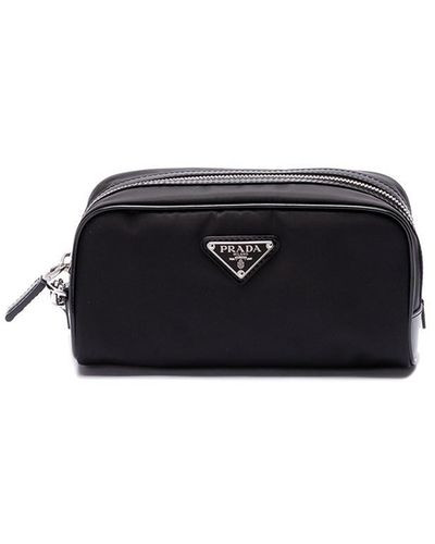 Prada `Re-Nylon` And Leather Pouch - Black