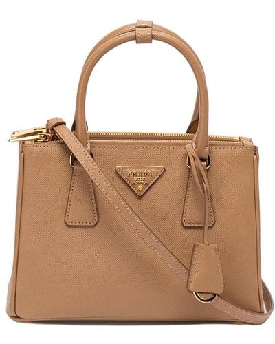 Prada Small ` Galleria` Saffiano Leather Handbag - Brown