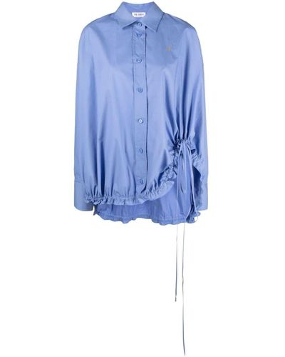 The Attico Drawstring-hem Cotton Shirt - Blue