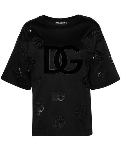 Dolce & Gabbana Dg Logo Cotton T-shirt - Black