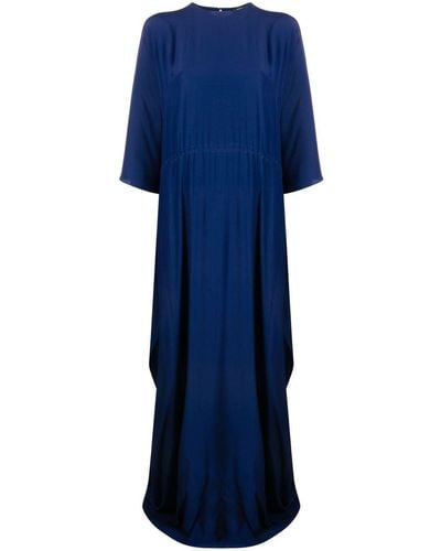Rochas Long Cape Fluid Dress - Blue