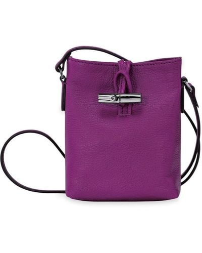 Longchamp `Roseau Essential Colors` Extra Small Crossbody Bag - Purple