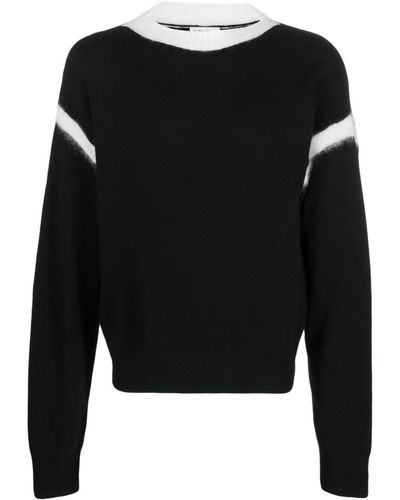 Saint Laurent Bicolour Knitted Sweater - Black
