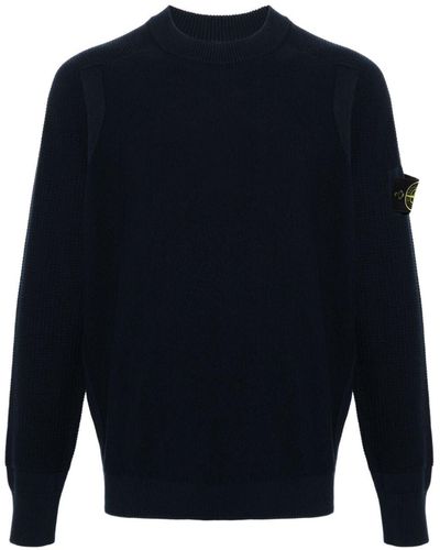Stone Island Compass-badge Cotton Sweater - Blue