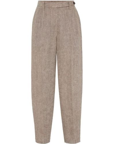 Brunello Cucinelli Tailored Linen Pants - Natural