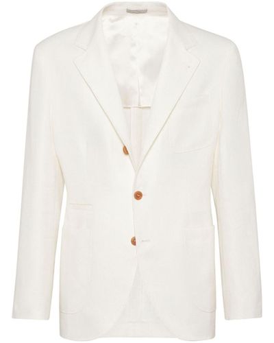 Brunello Cucinelli Deconstructed Cotton And Linen Blazer - Natural