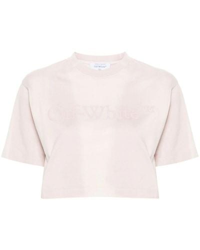 Off-White c/o Virgil Abloh T-Shirt With Cropped Logo - Pink