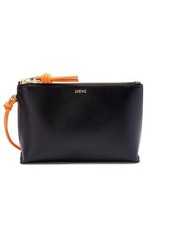 Loewe T-knot Leather Pouch - Black