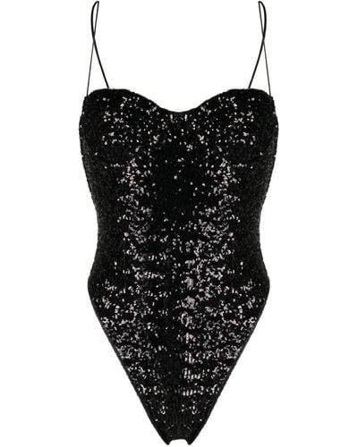 Oséree High-Leg Swimsuit Embellished With Sequins - Black