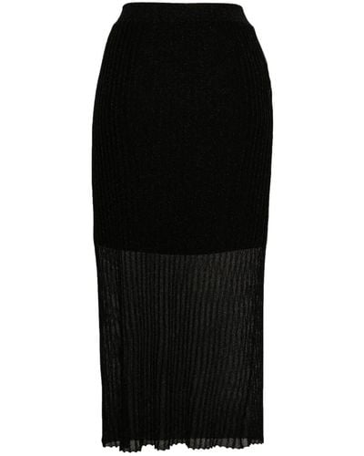 Twin Set Knit Longuette Skirt - Nero