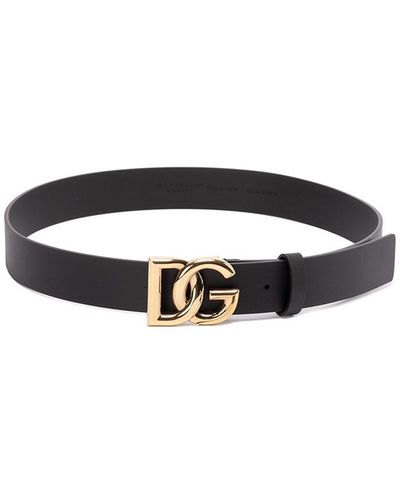 Dolce & Gabbana `Dg` Logo Buckle Belt - White