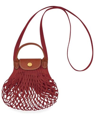 Longchamp `Le Pliage Filet` Extra Small Mesh Bag - Red