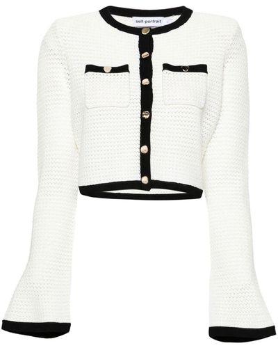 Self-Portrait Cardigan Sweater - White