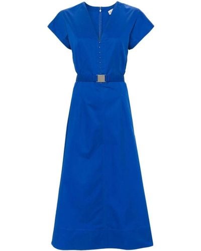 Tory Burch Waisted V-Neck Dress - Blue