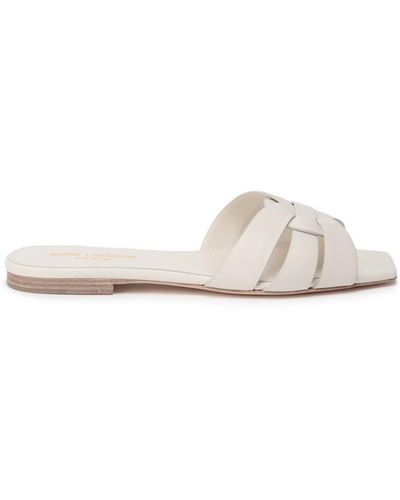 Saint Laurent Tribute Flat Sandals - White