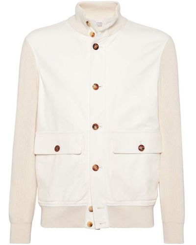 Brunello Cucinelli Leather Jacket - White